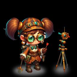 A steampunk gnome surveyor